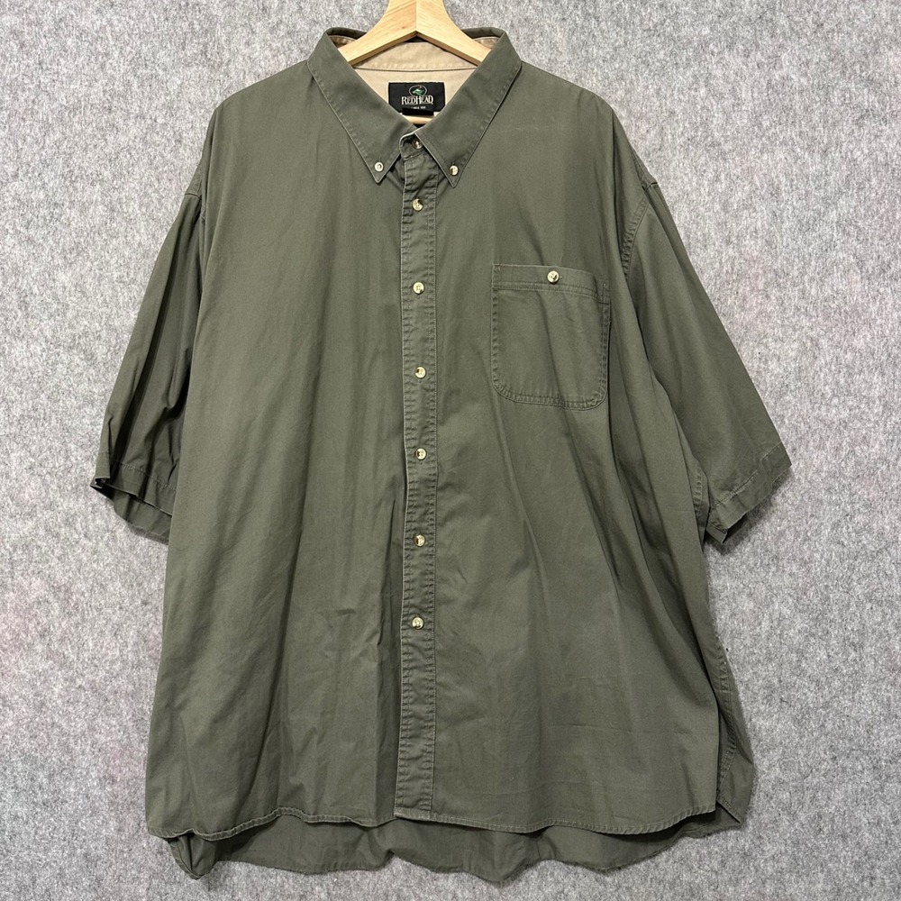 RedHead Mens 4XL Green Short Sleeve Button Down Cotton Twill Work Shirt 1815